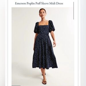 Abercrombie & Fitch Emerson Poplin Puff Sleeve Midi Dress